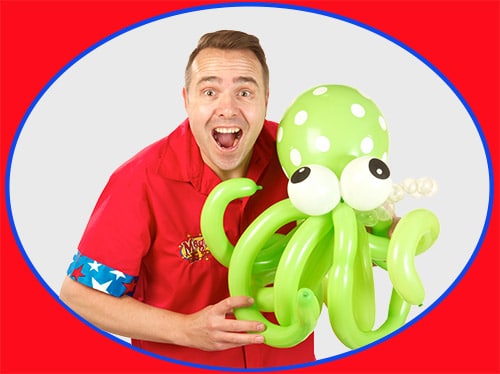 Silly Scott with balloon octopus